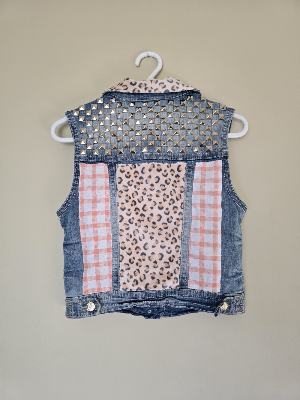 OOAK Wearable Art Studded Denim Vest | Custom Upcycled Punk Patchwork M